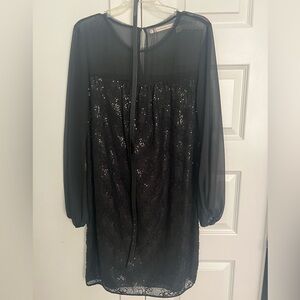 Sheer sleeve sequin dress